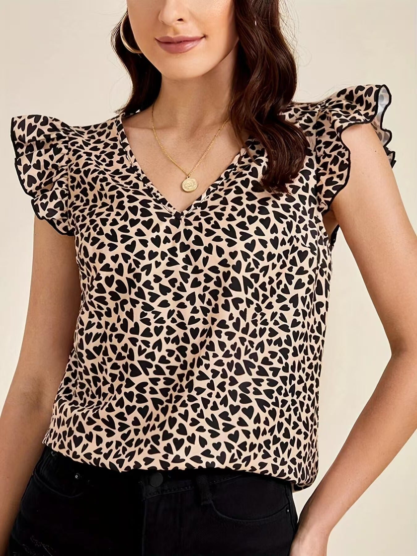Sleeveless Leopard Print Ruffled Top