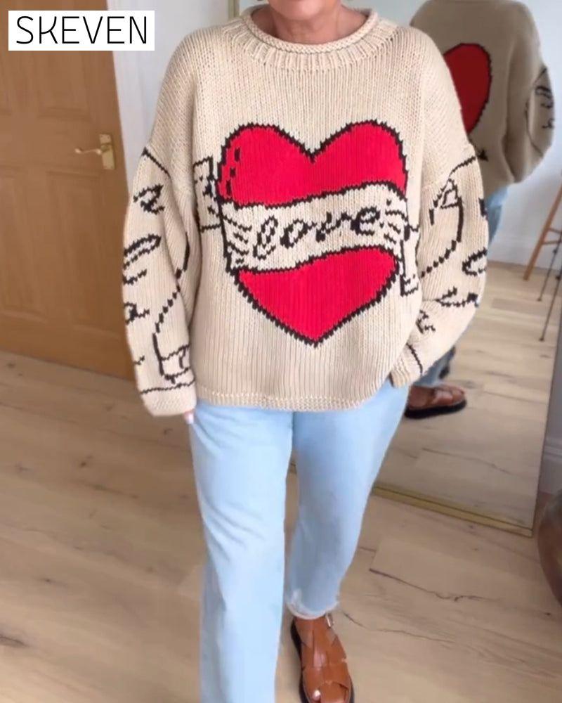 Love pattern casual sweater