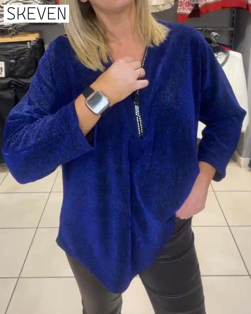 Casual Long Sleeve Zipper Loose Top