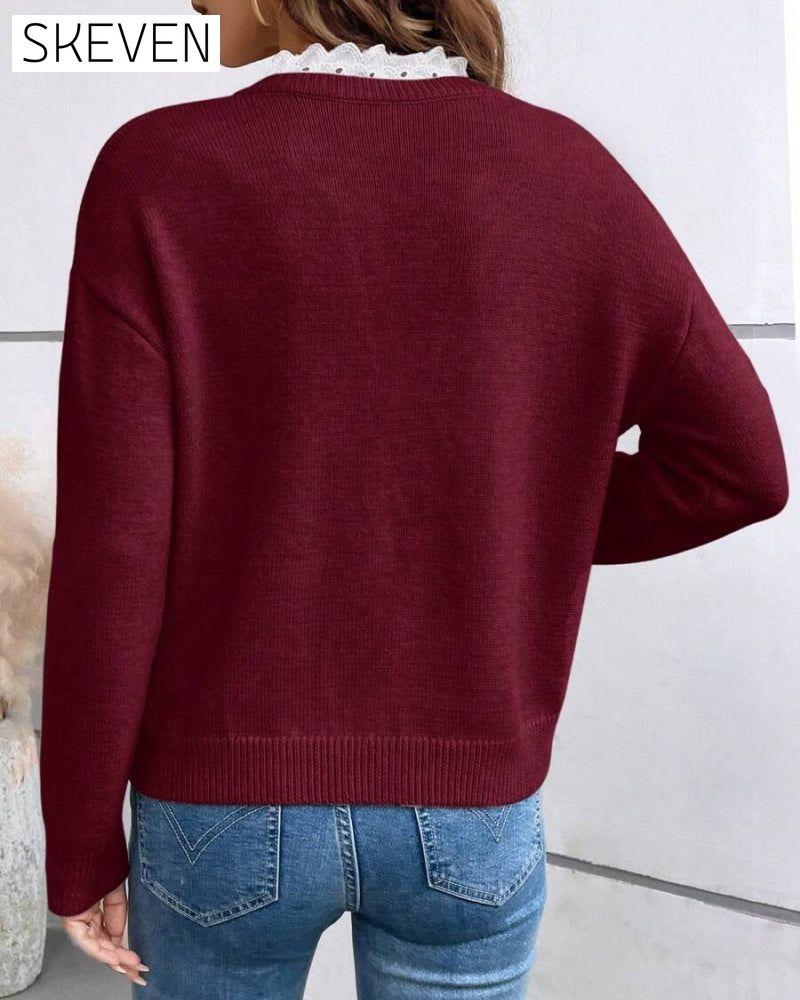 Nawarat Strickpullover mit Spitze