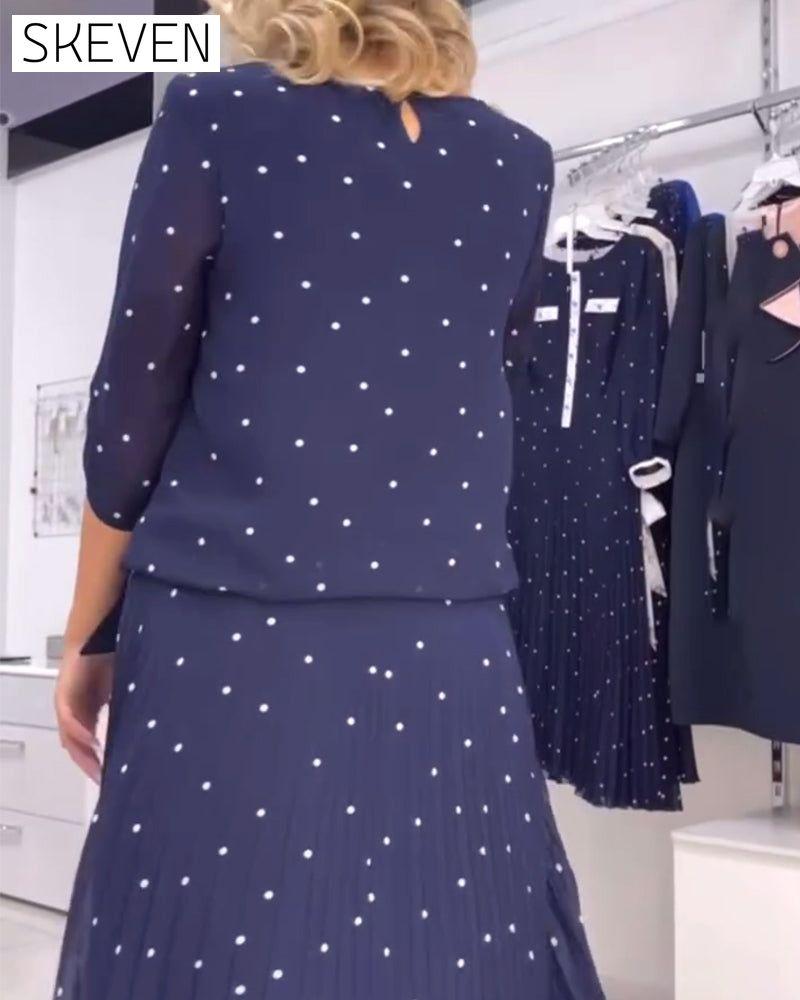 robe décontractée à pois et col rond