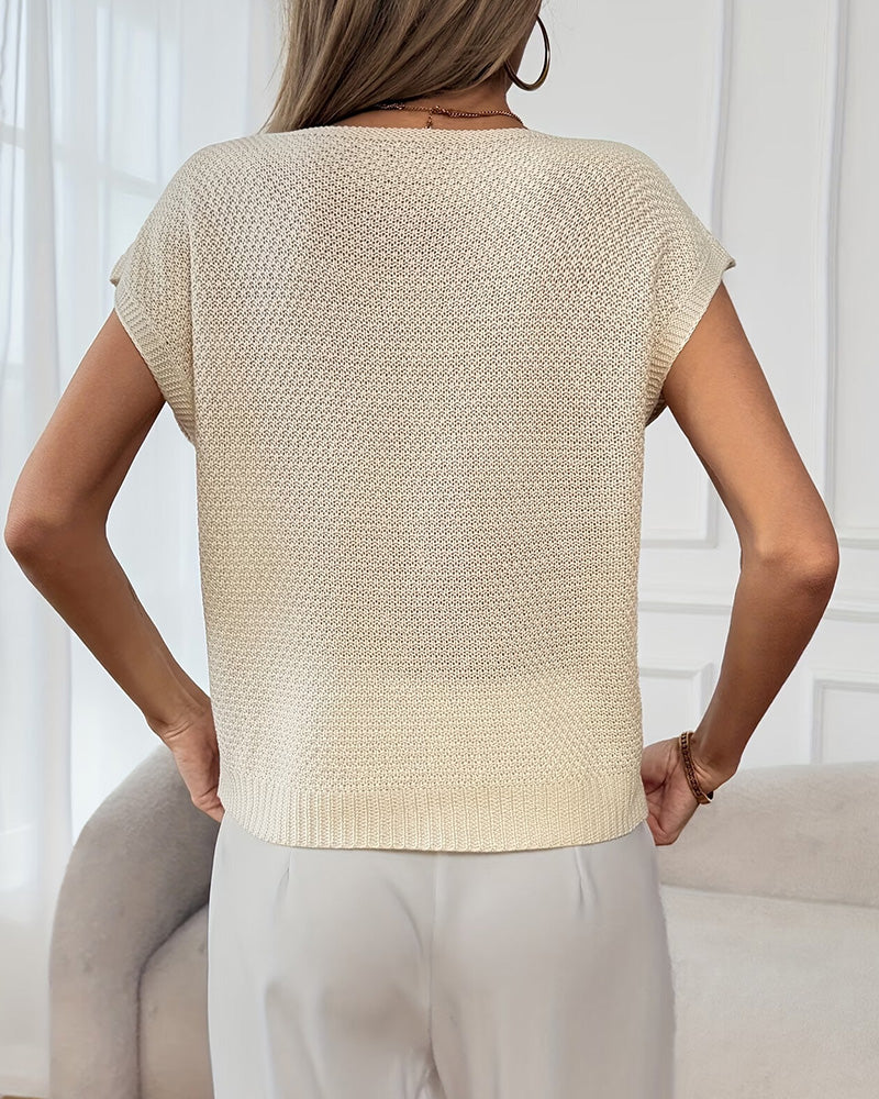 Solid-Color Crew-Neck Knit Jumper