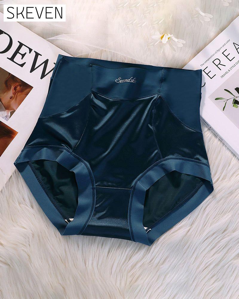Women's High Waist Ice Silk Satin Seamless Sexy Hip Lift Tummy Control Panties