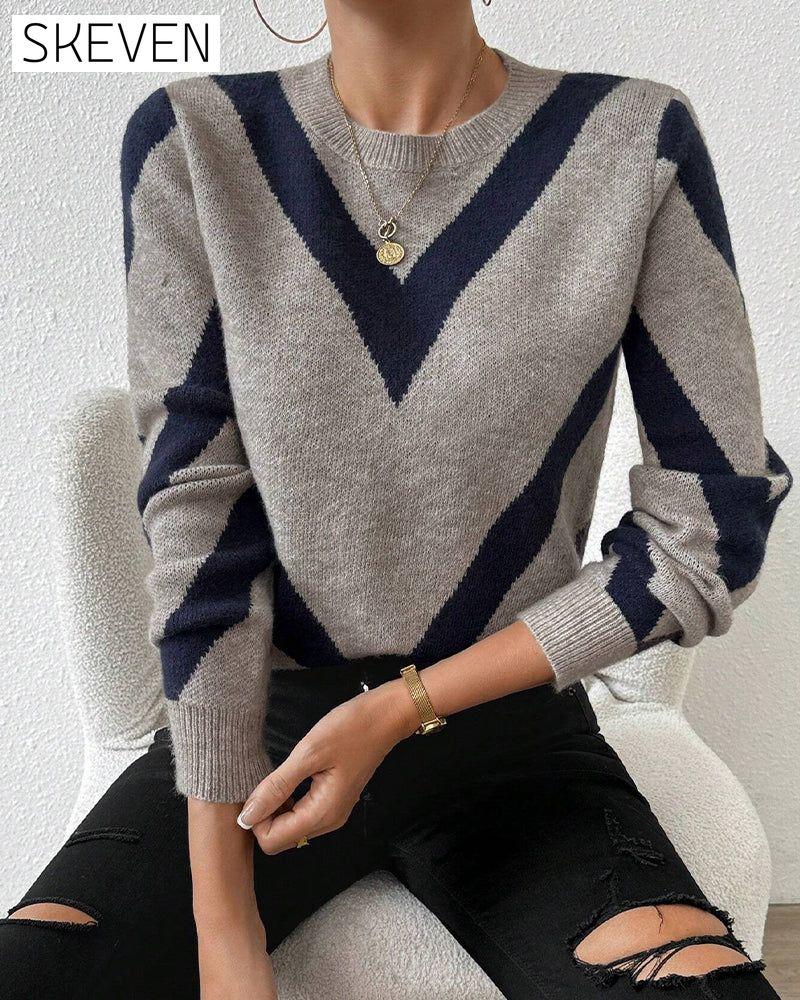 Pullover mit geometrischem Muster und Rundhalsausschnitt