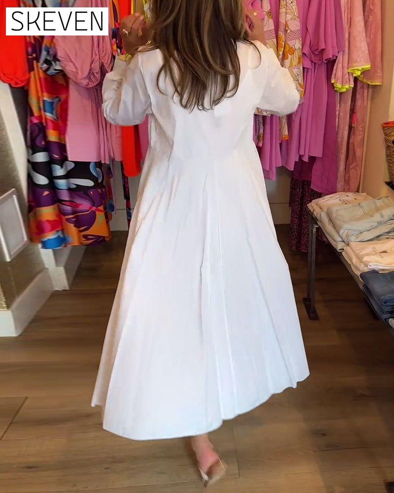Freizeitkleid mit einfarbigem Revers