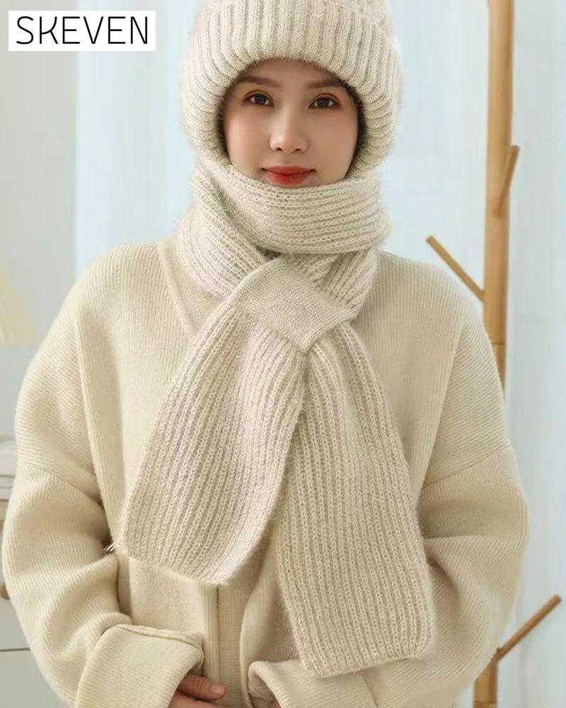 Winter Versatile Knitted Hooded Scarf for Women