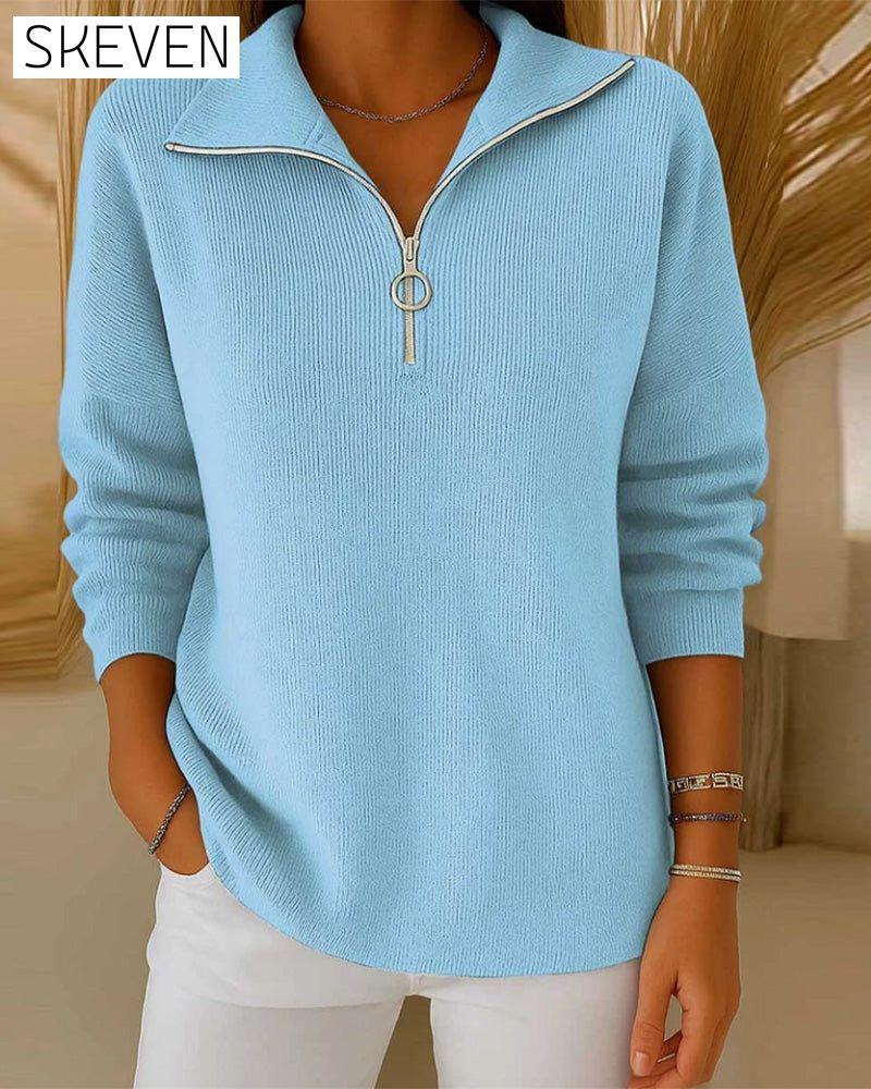 Modischer Pullover mit halbem Reißverschluss