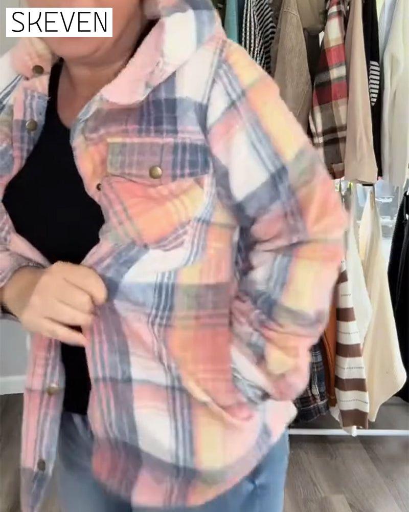 Plaid Hooded Woolen Coat