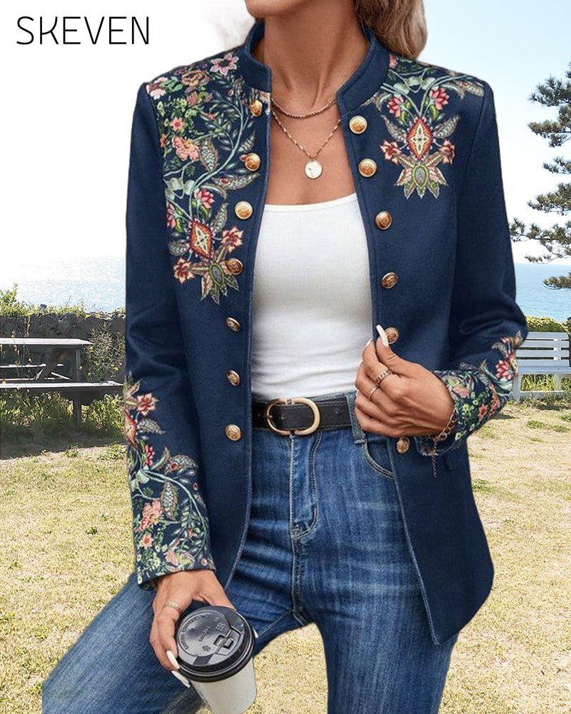 Printed double-breasted blazer 2024 f/w blazers spring