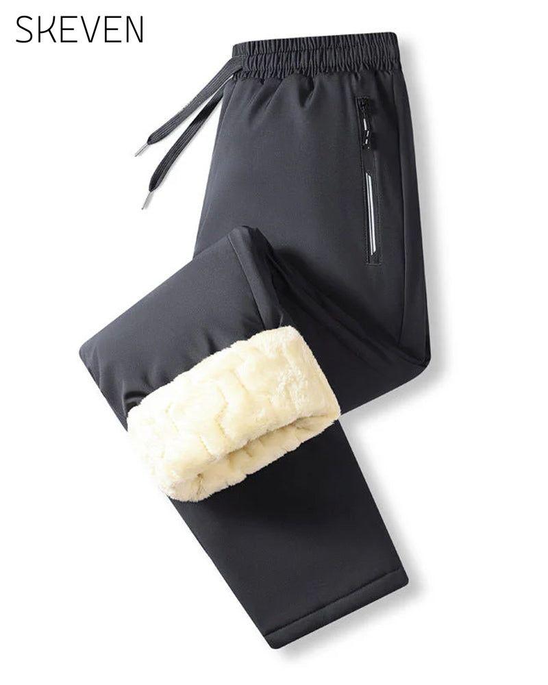Pantalon imperméable doublé chaud à cordon de serrage pour homme
