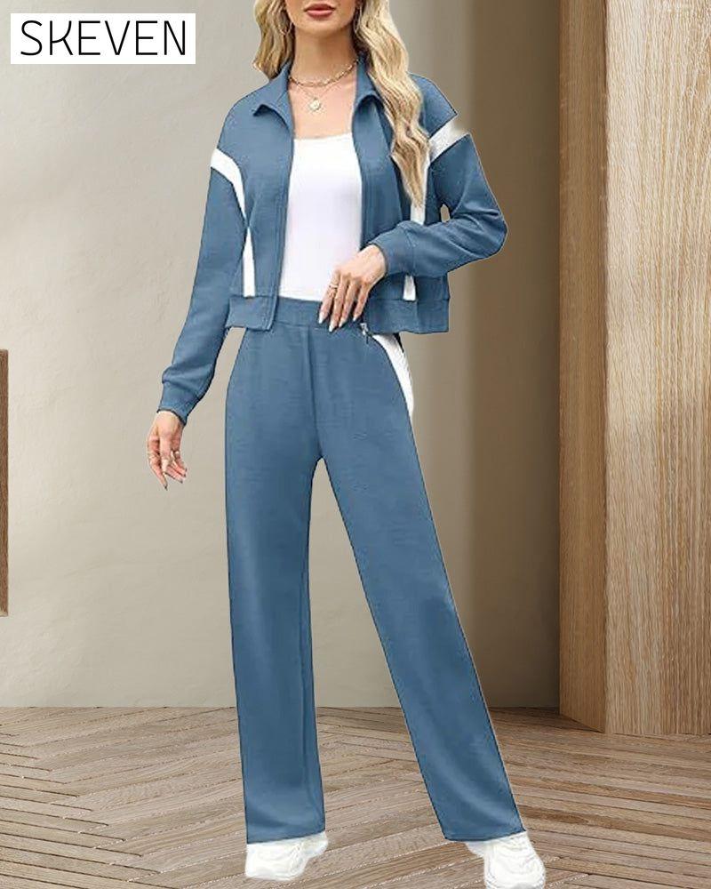 Ensemble deux pièces veste et pantalon style sport-décontracté
