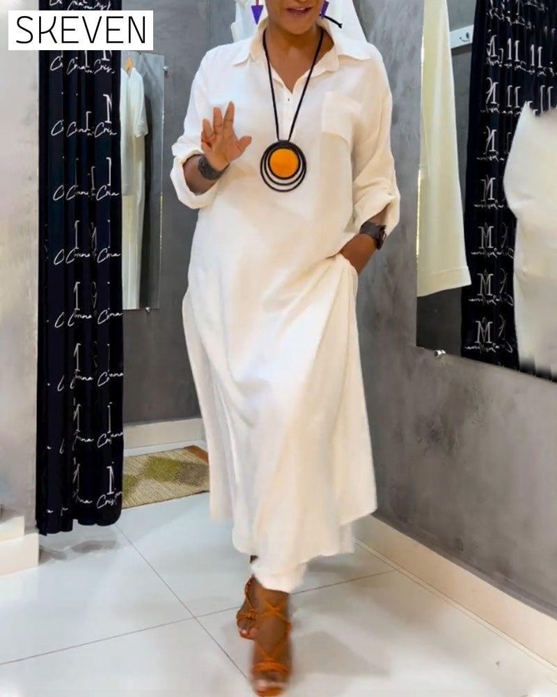 Kleid in Unifarbe mit Reverstasche