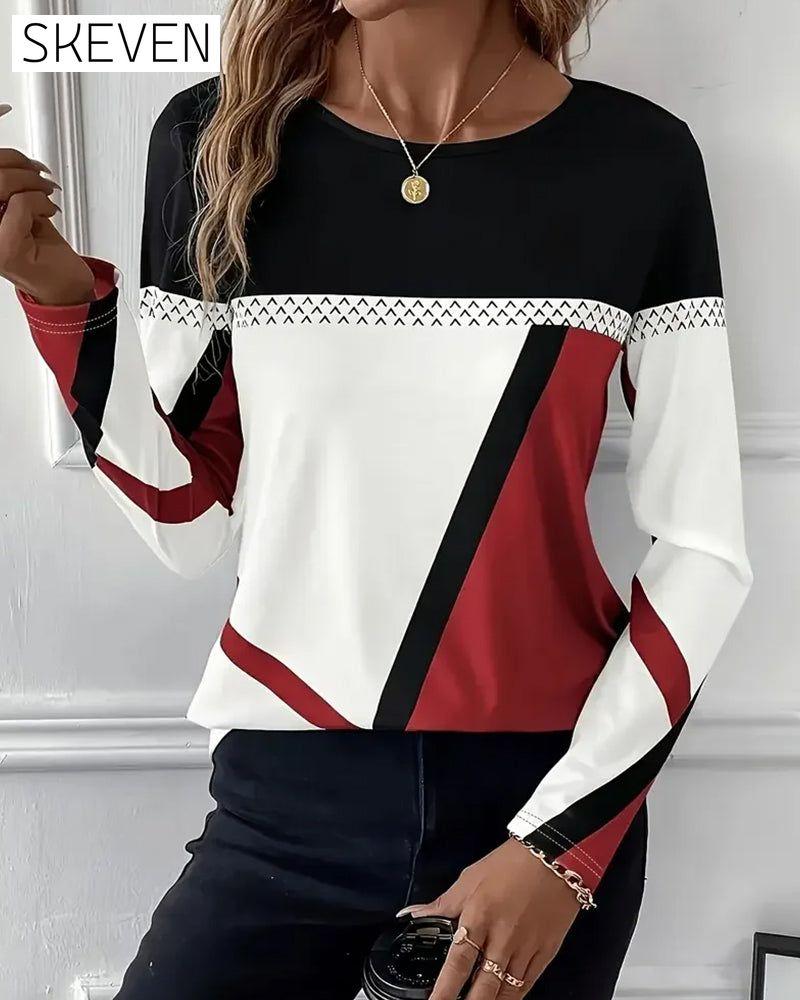 Casual Printed Crew Neck Long Sleeve T-Shirt