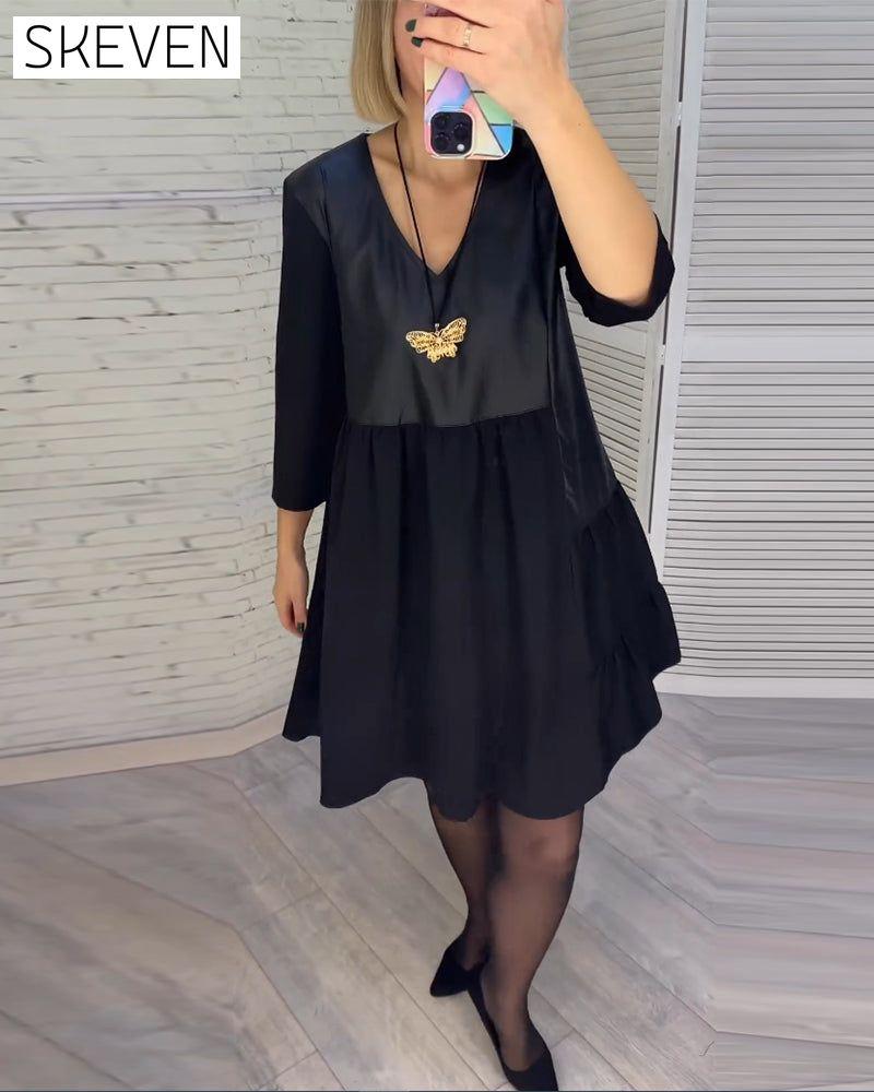 Patchwork V-neck Dress