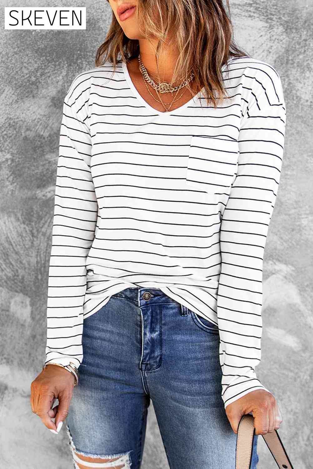 Striped Long Sleeve T-Shirt Stripe clothes Ship From Overseas SYNZ