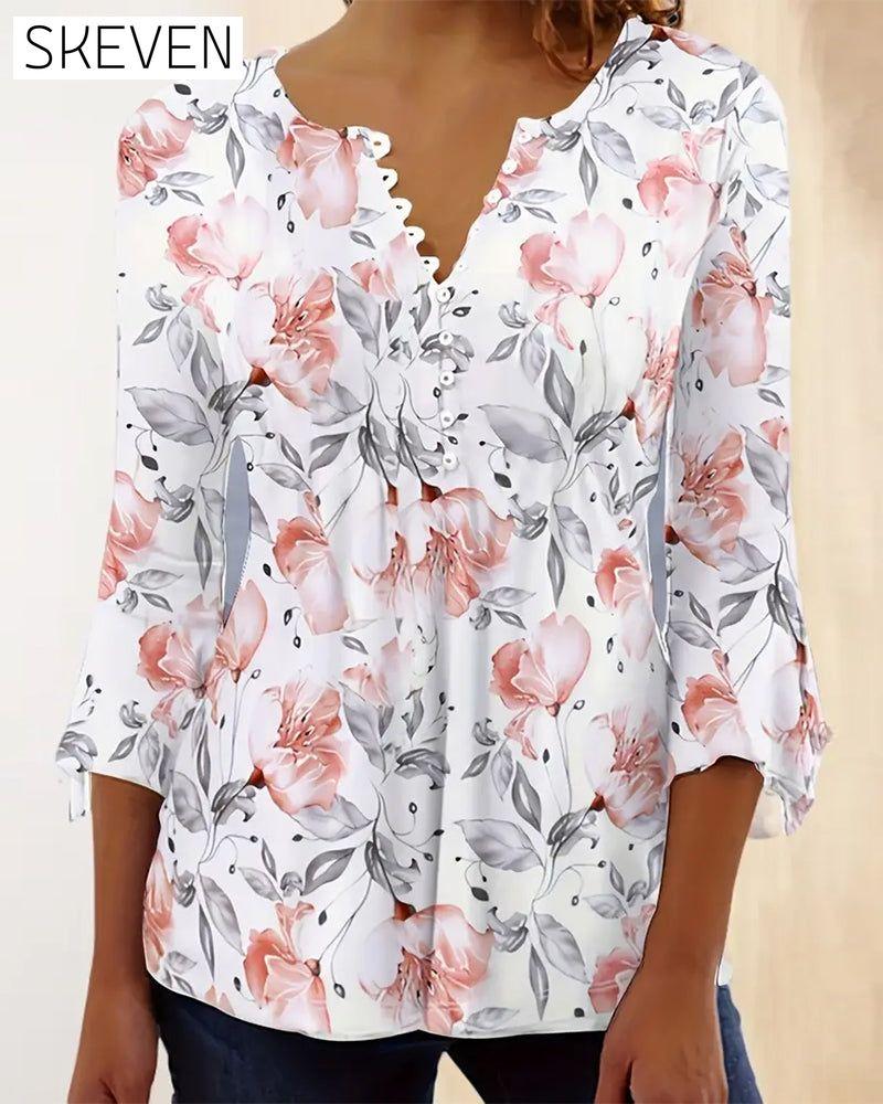 Bluse mit ausgestellten Ärmeln und Rüschenbesatz