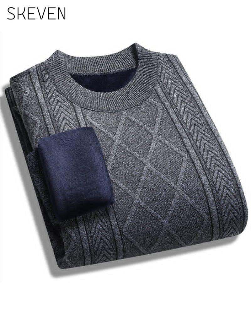 Men's Winter Plush-Lined Warm Knitted Sweater