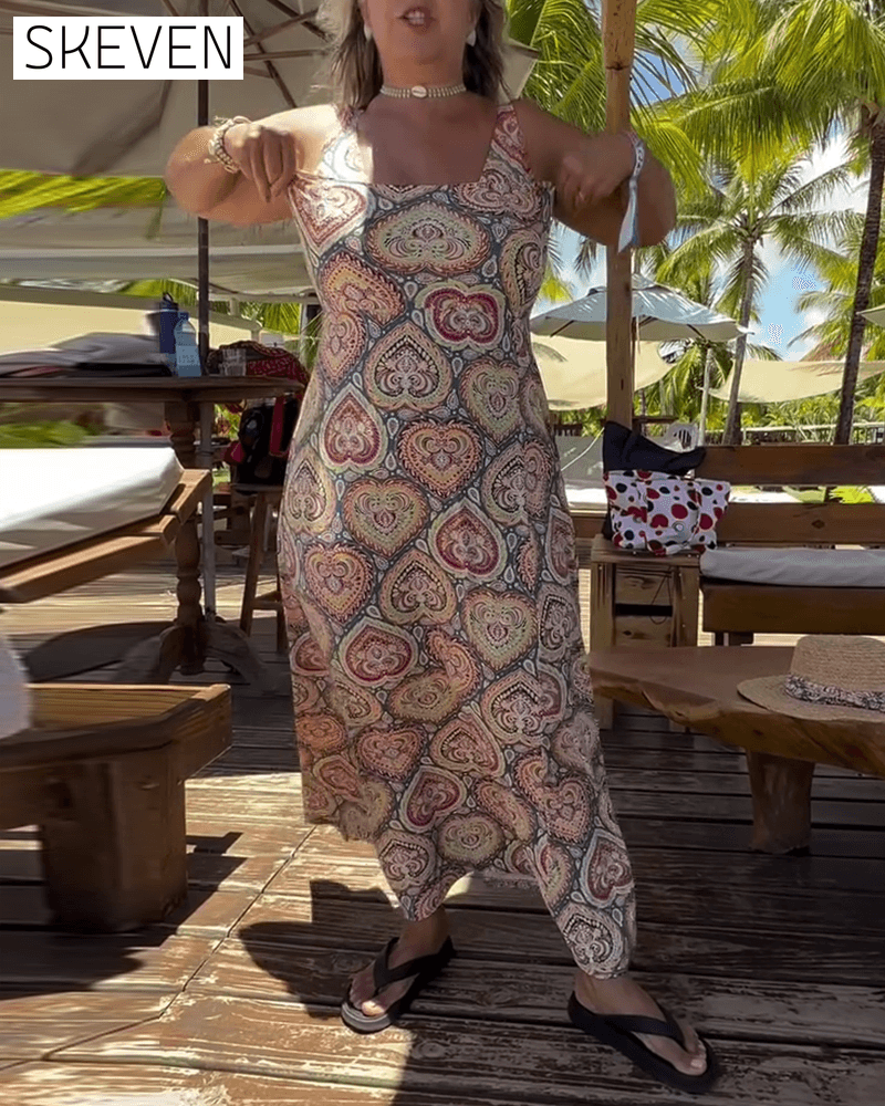 Strapless Heart Holiday Print Swimsuit