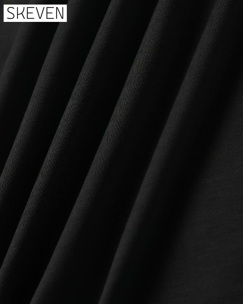 Bedrucktes Kleid mit V-Ausschnitt, Trägern und Schlitz