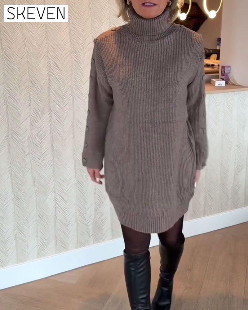 Modisches Strickkleid mit Knopfleiste