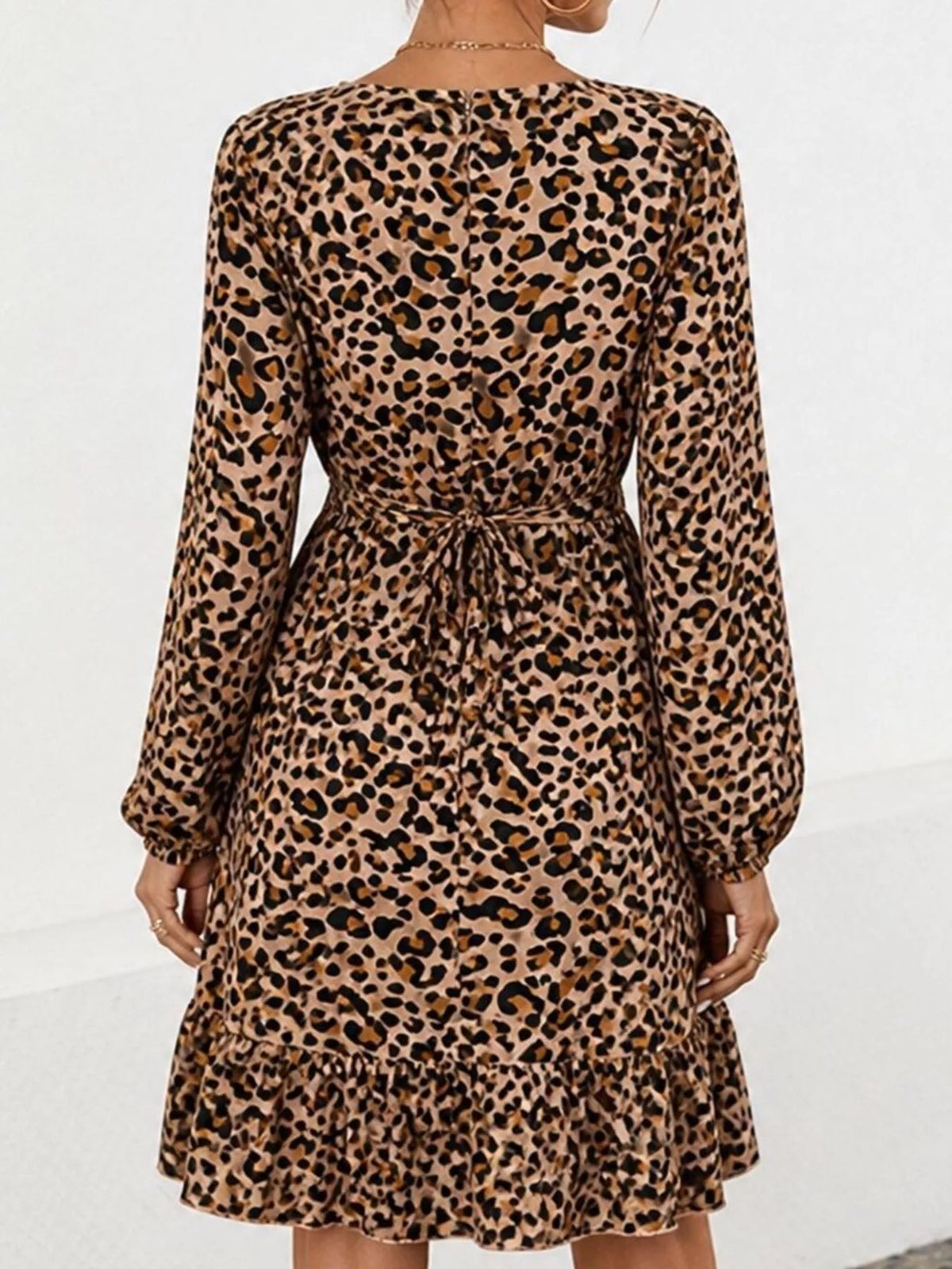 Animal Print Round Neck Mini Dress