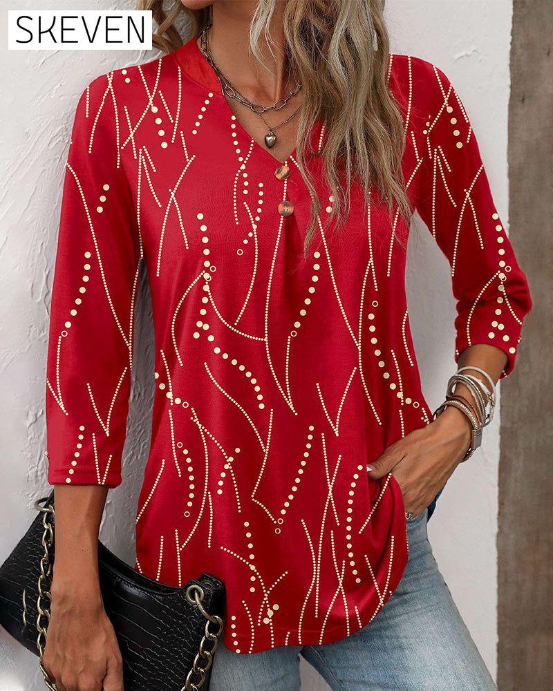 Elegantes Top mit Knopfleiste und V-Ausschnitt