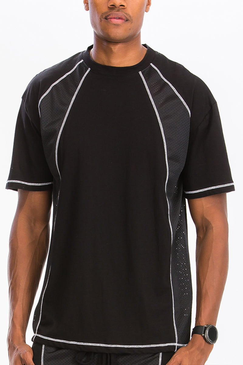 Mesh Contrast Stitch T-Shirt – Regular Fit