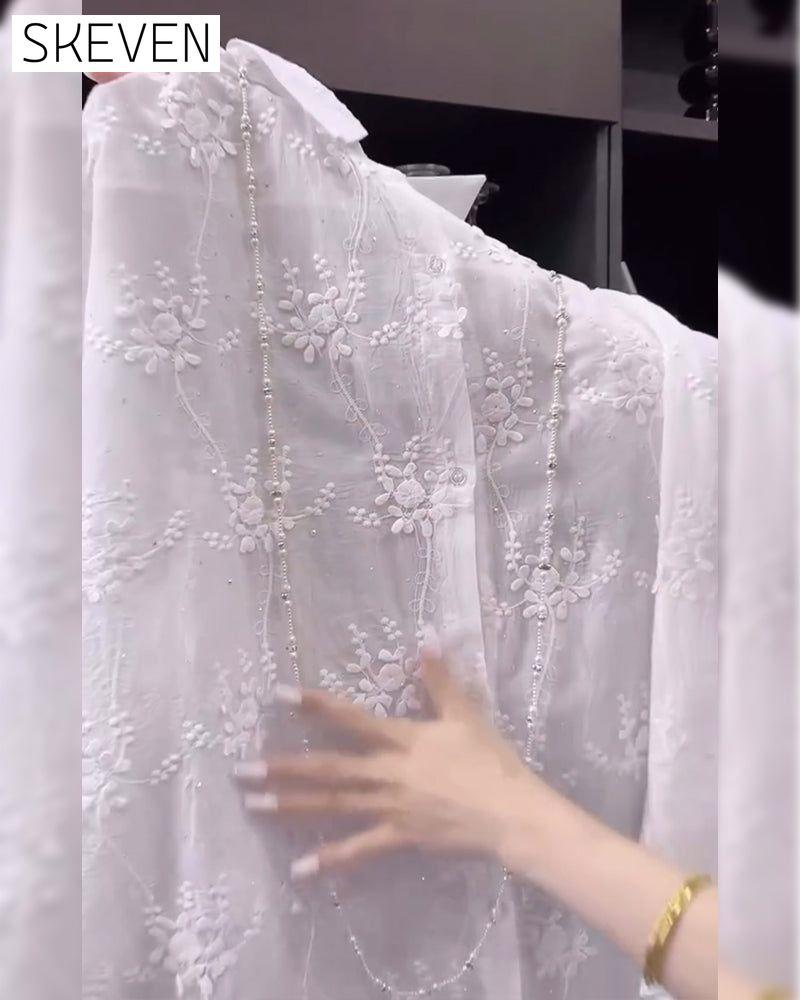 Solid Embroidered Drop Shoulder Shirt
