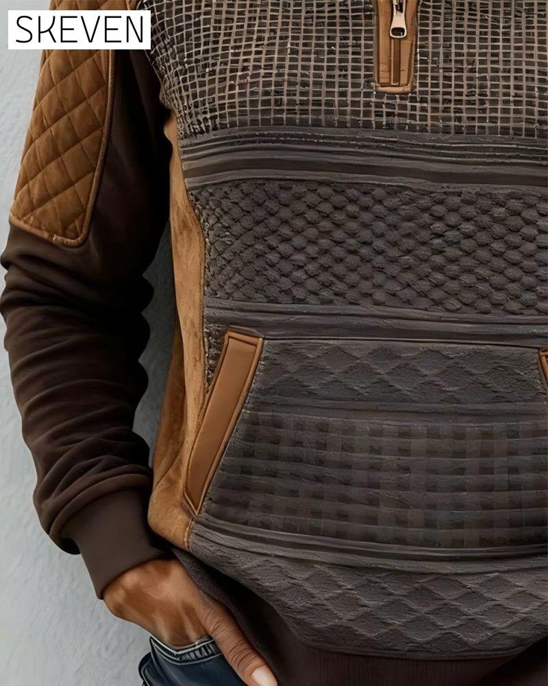 Sweat-shirt décontracté à col zippé demi-hauteur