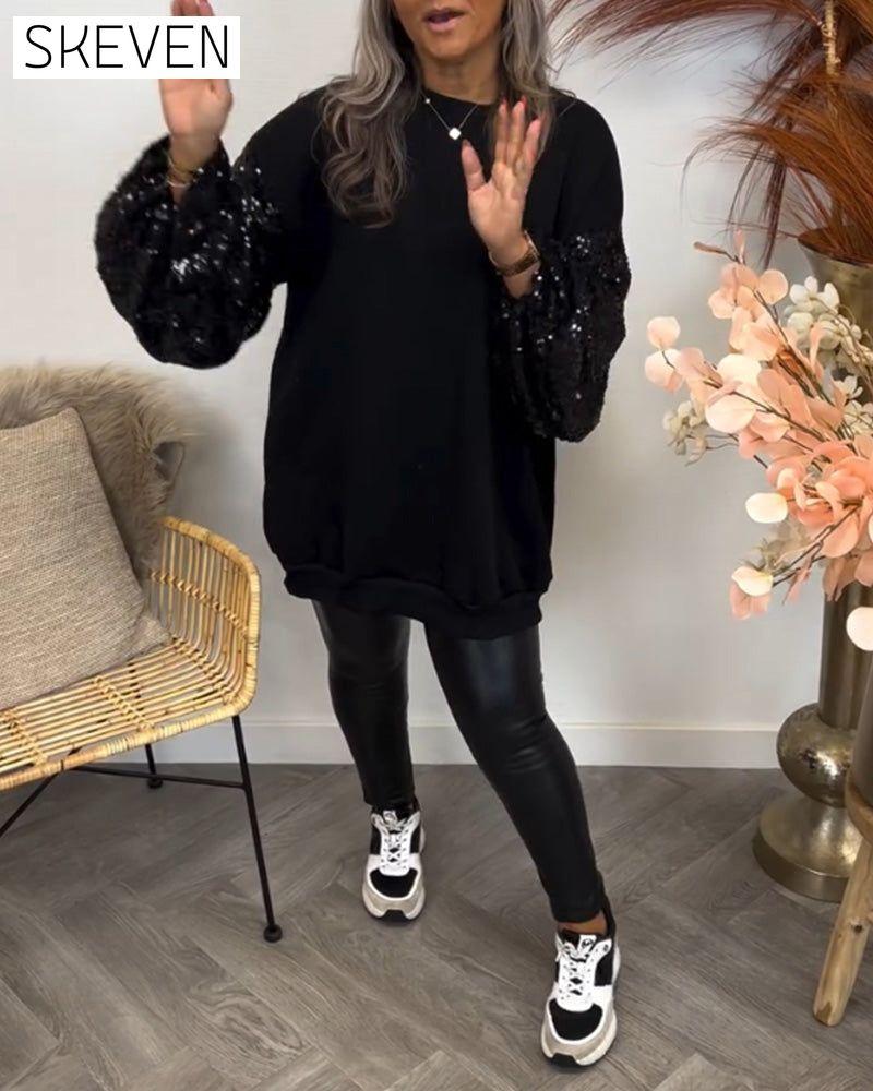 Solid color patchwork sweatshirt