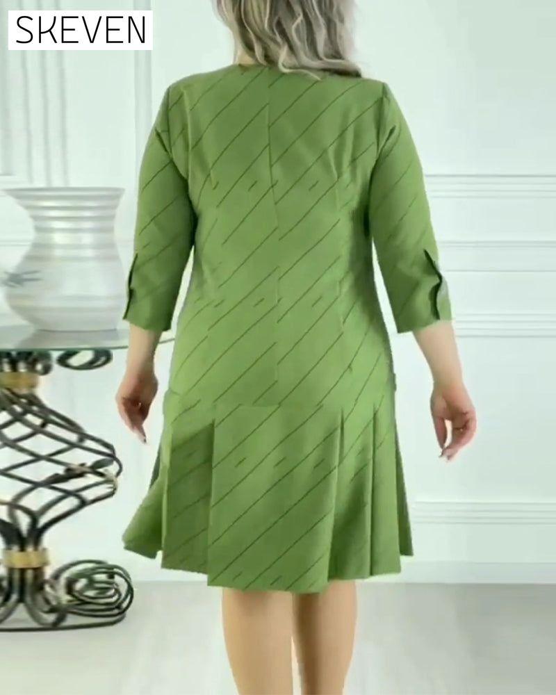 Round neck line printed elegant dress casual dresses spring summer