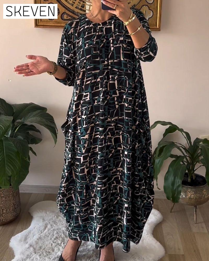 robe à manches longues style rétro