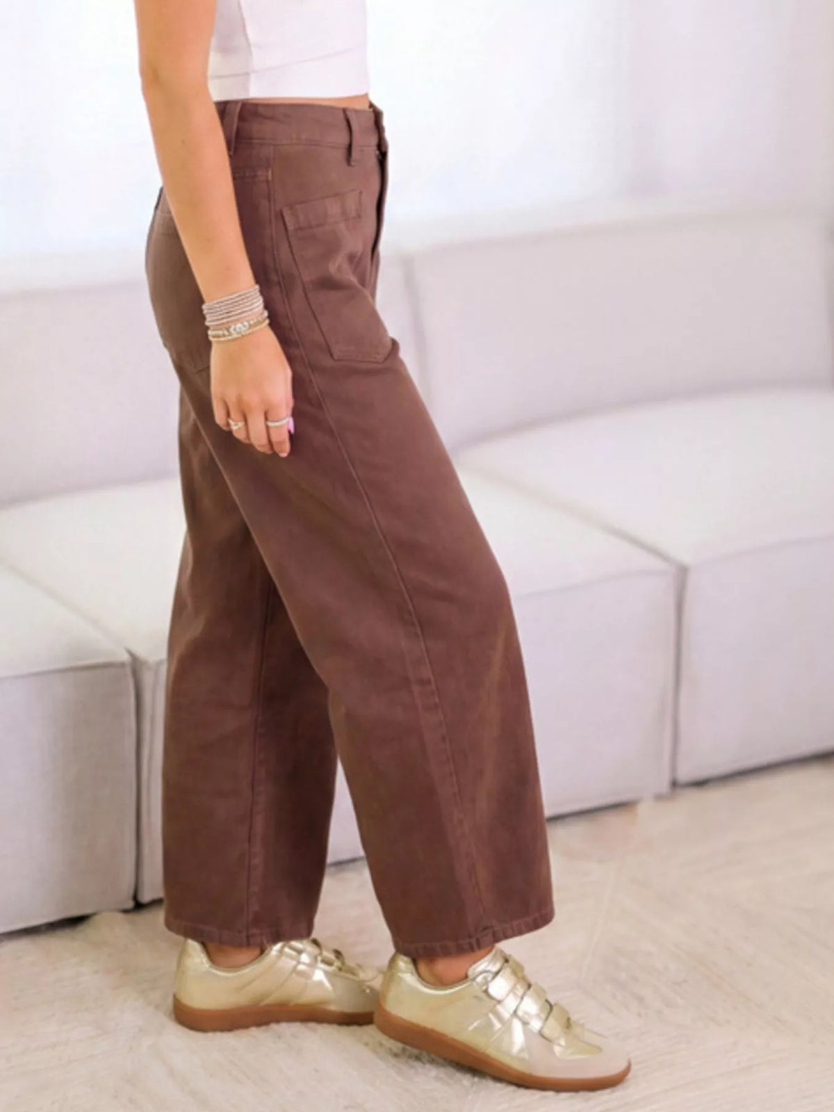Wide-Leg Jeans with Front Patch Pockets