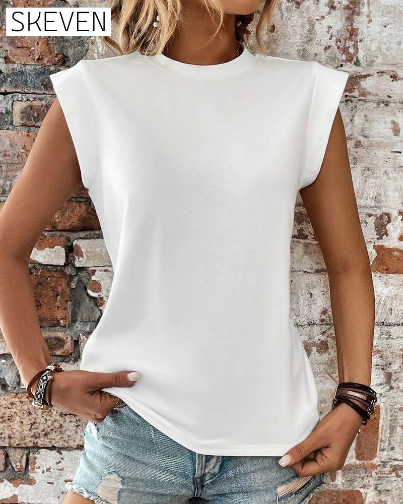 T-shirt décontracté de couleur unie