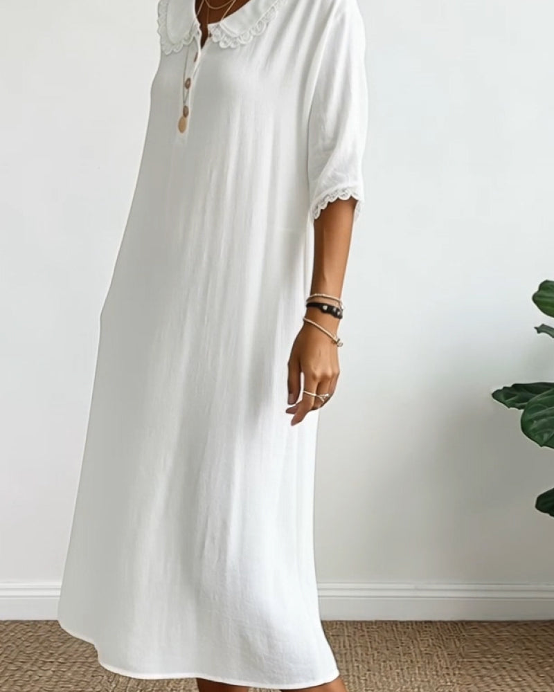 Peter Pan Collar Solid Color Patchwork Dress