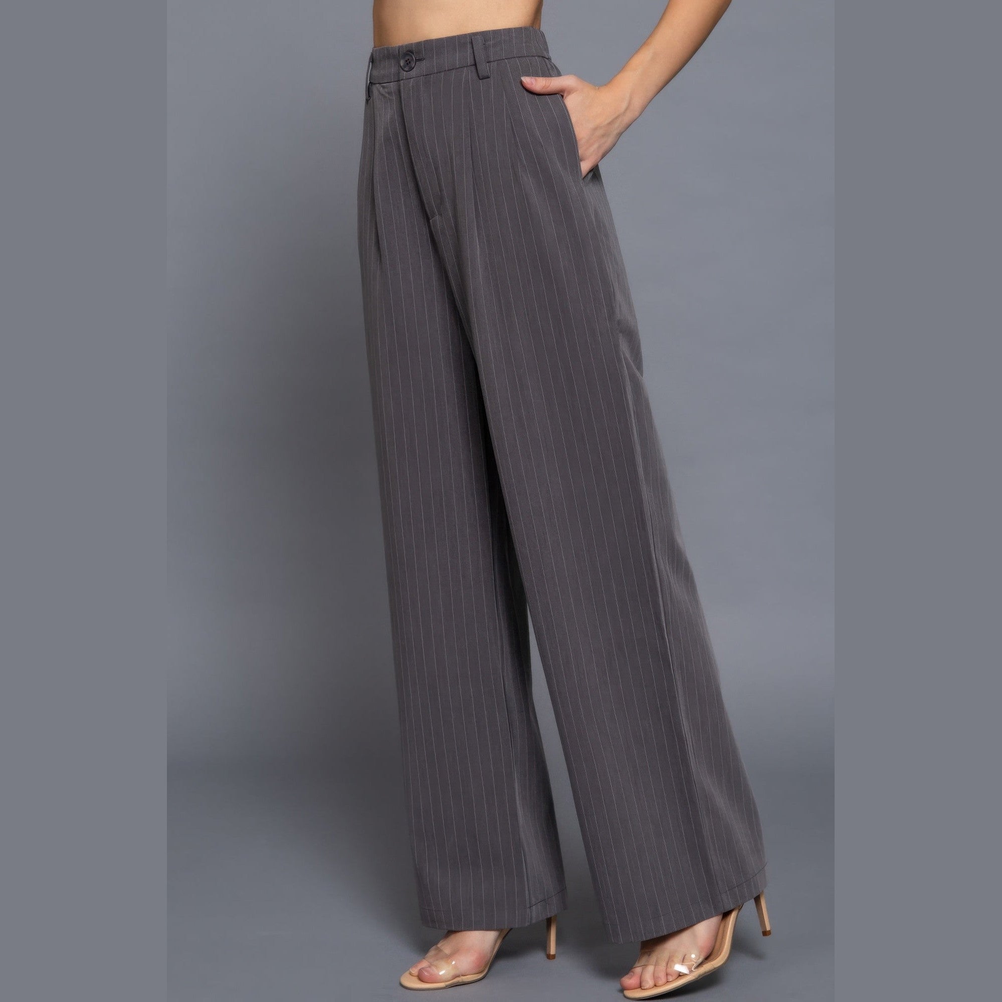 VacationGrabs High Waist Pinstripe Trousers for Women