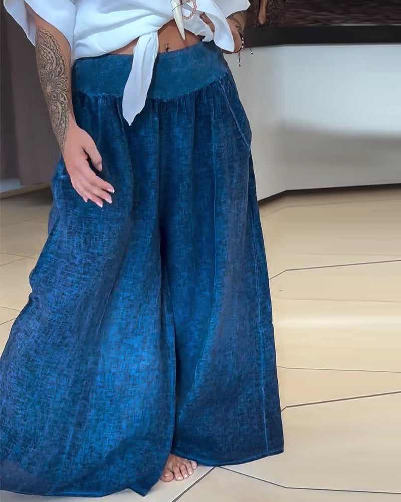 Retro High Waist Wide Leg Pants