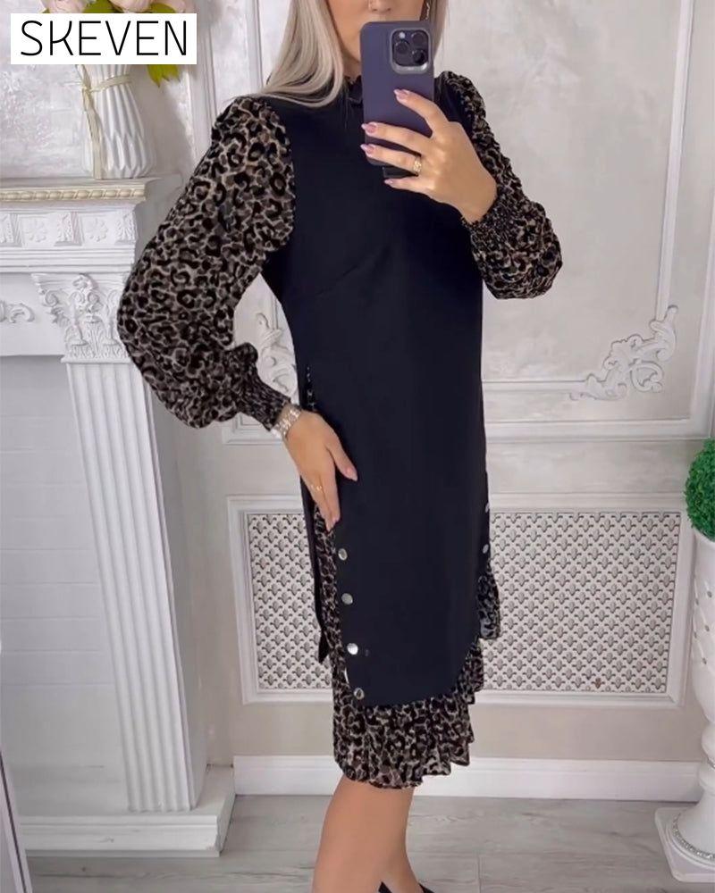 Elegant Shift dress with Color Block 2023 f/w casual dresses spring