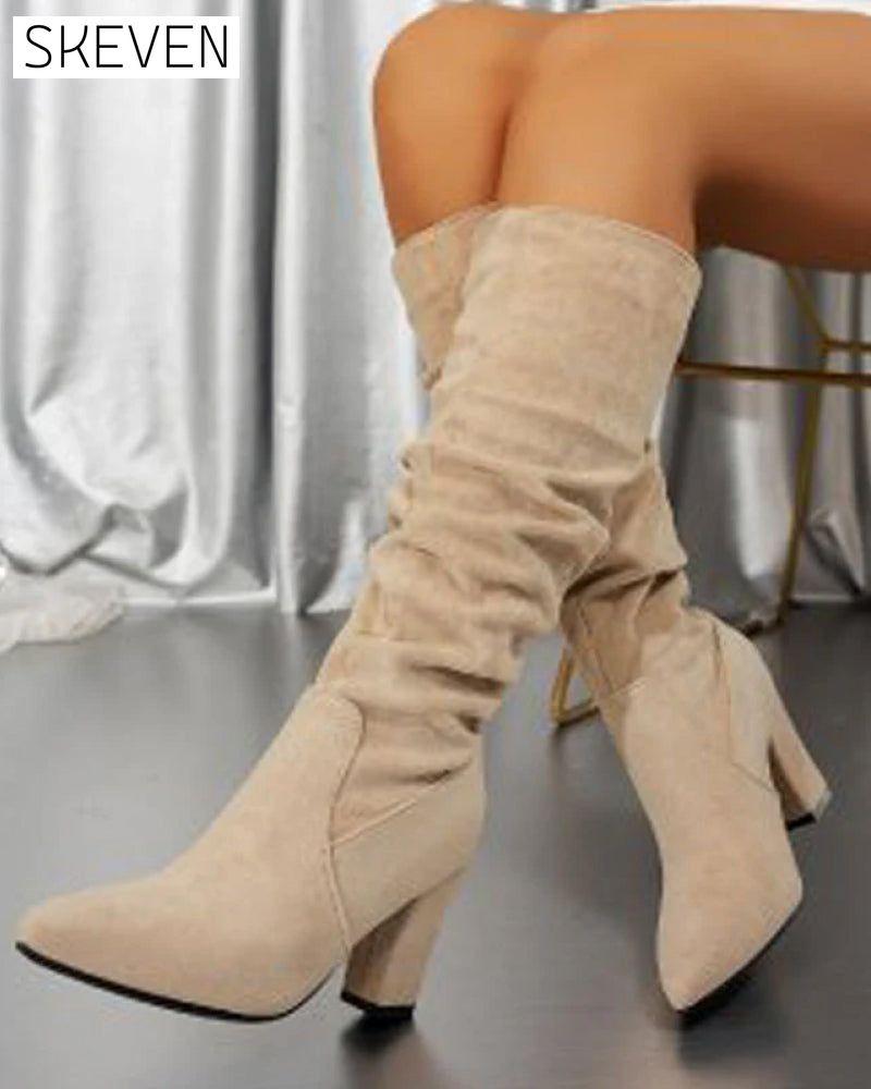 💥Neu eingetroffen und jetzt heiß begehrt: Elegante, einfarbige Damen-Stiefeletten mit hohem Absatz.