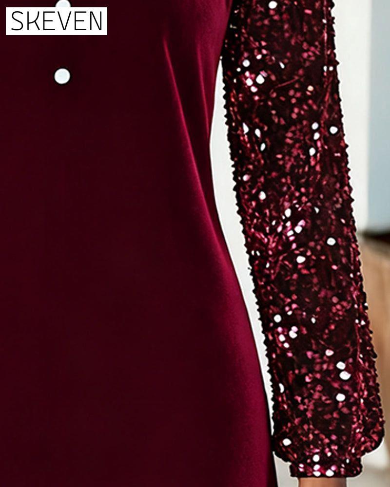 Sequined Velvet Patchwork Dress