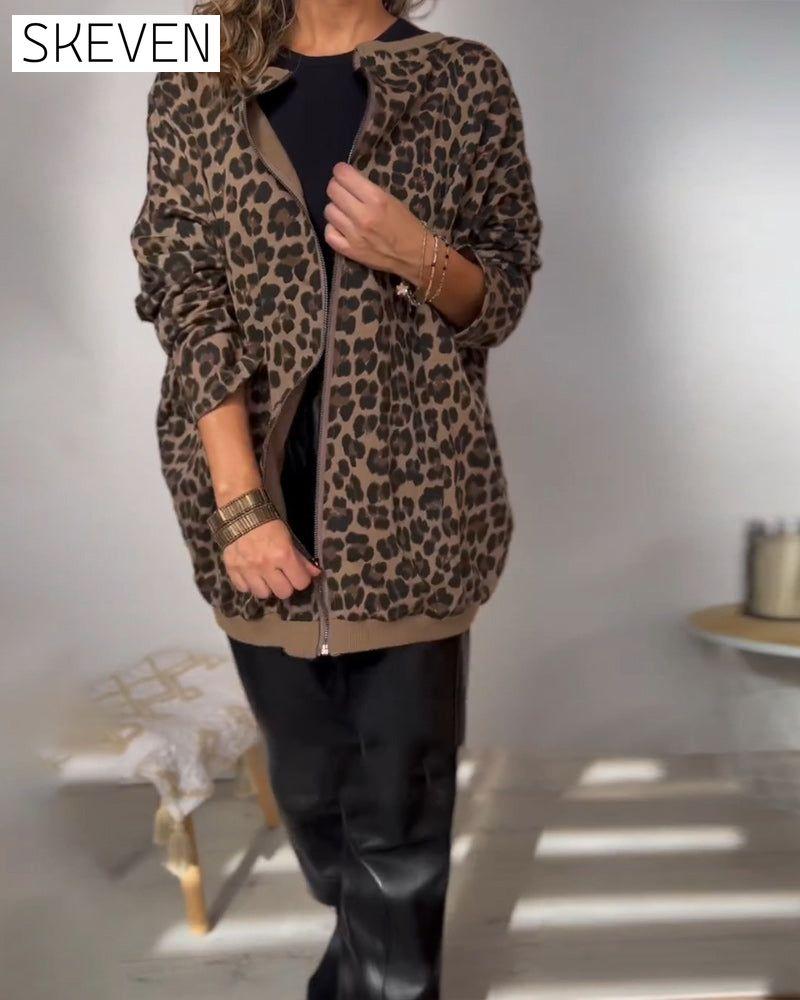 Leopard Print Fashionable Loose Sweatshirt