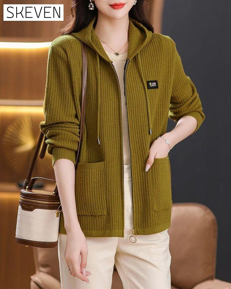 Jacket With Hooded Zipper Closure