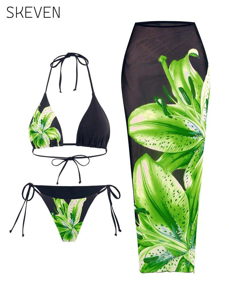 Maillot de bain trois pièces imprimé sexy