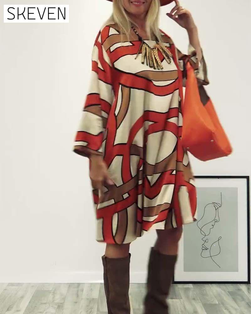 Round neck printed dress