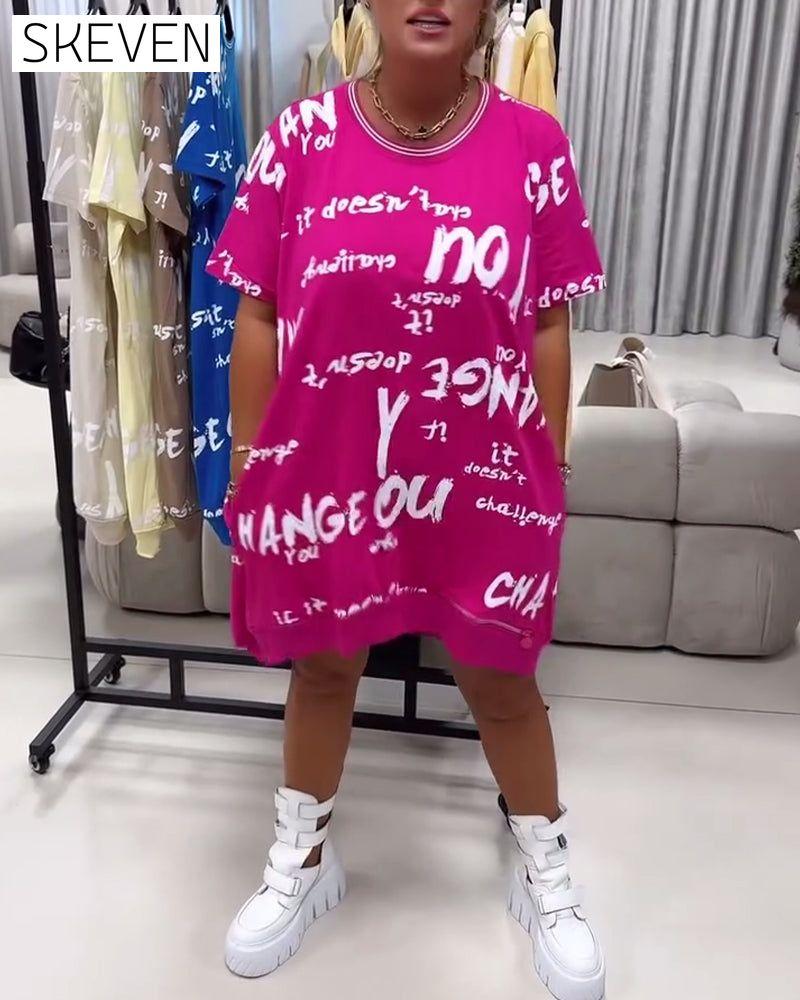 Loose Letter Print Dress