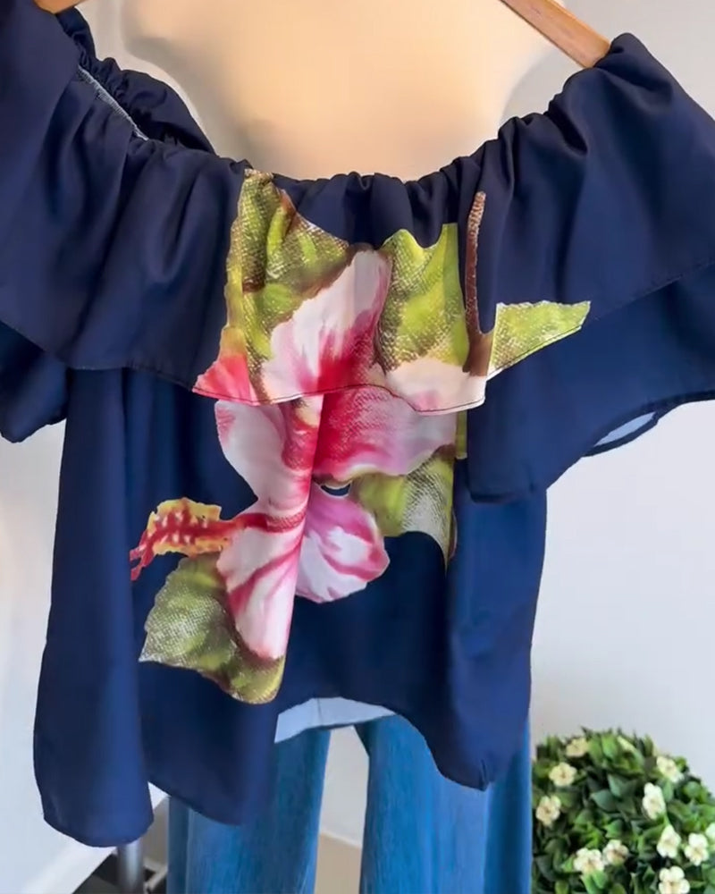Floral Print Off Shoulder Blouse