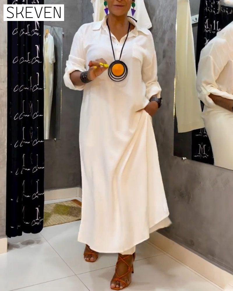 Kleid in Unifarbe mit Reverstasche