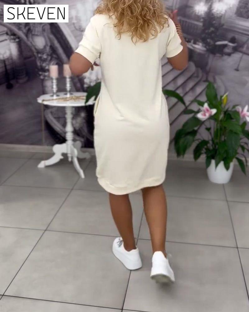 Fashion V-Neck Short-Sleeved Dress