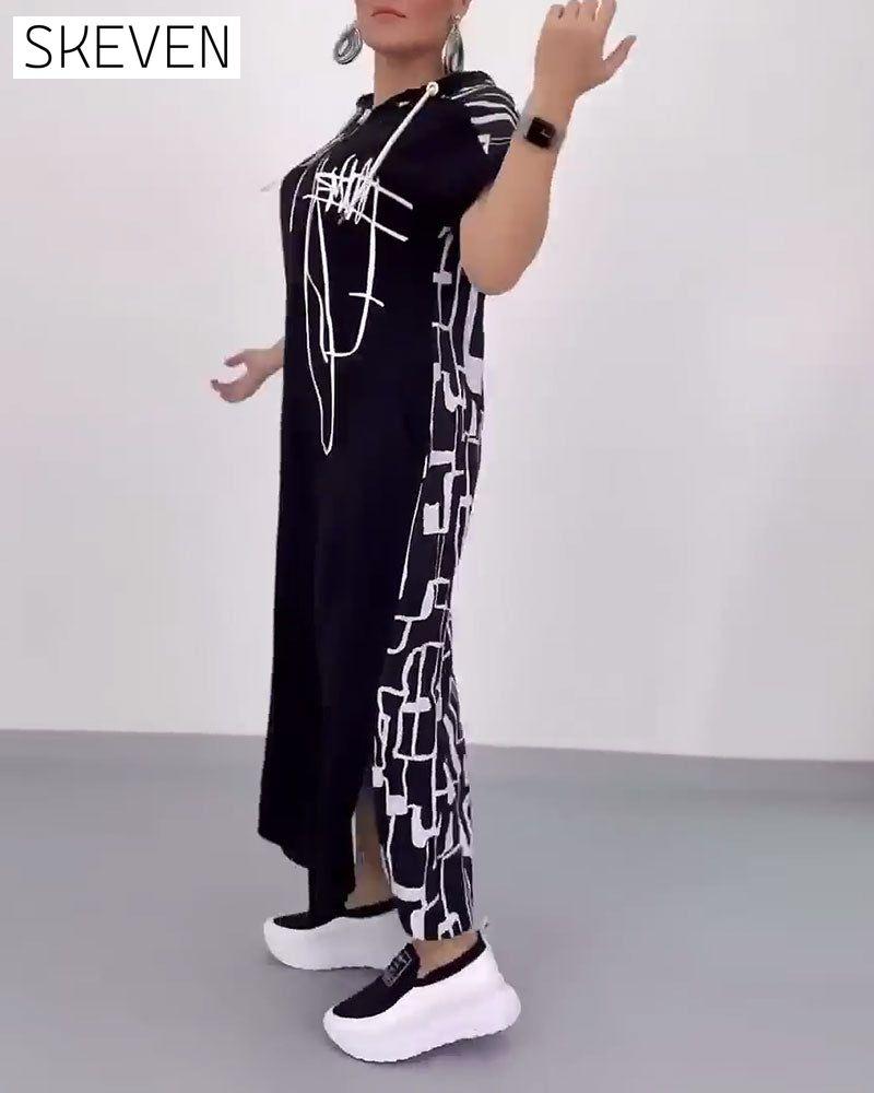 Robe ample contrastée à demi-zip