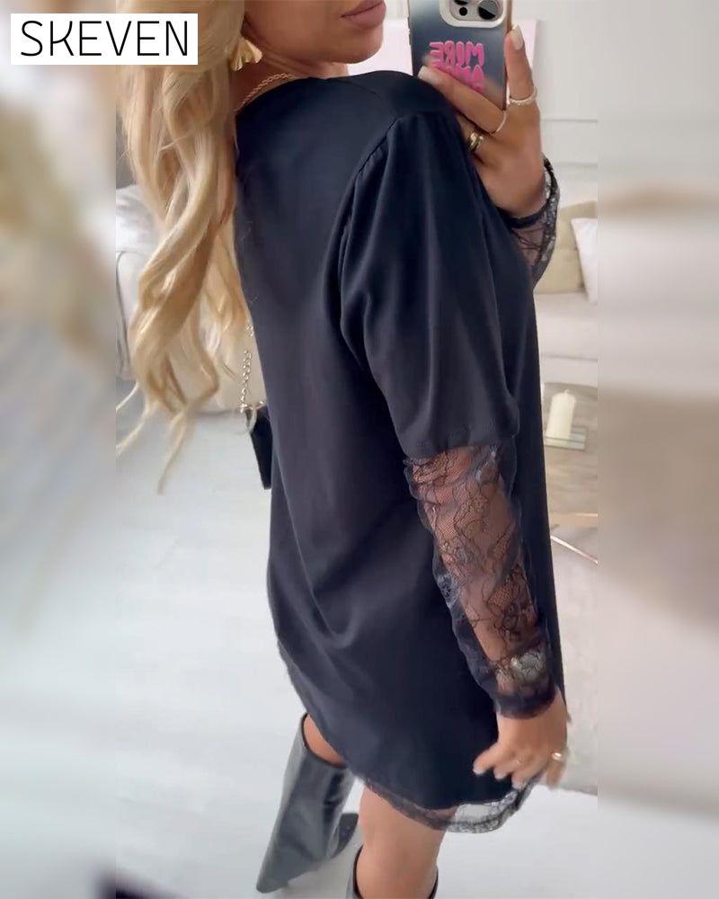 Solid Color Patchwork Fashion Versatile Dress